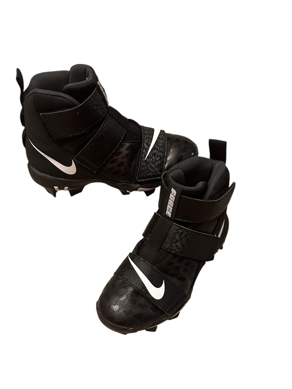 Nike Force Savage Shark Black White Football Cleats High Top Boys Size 1.5Y